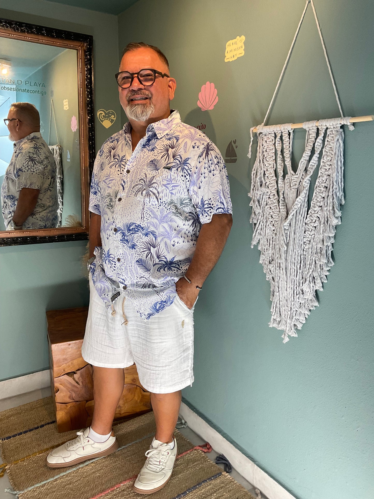 White Hot Tropics White Nighthawk Button Up
