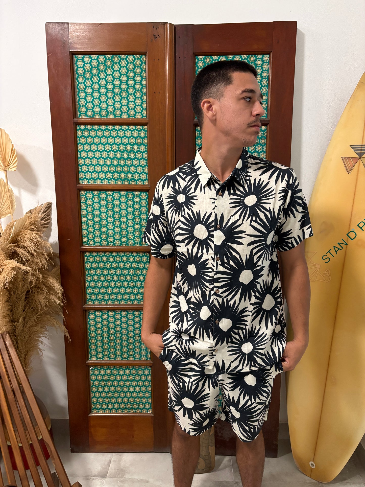 Linen Blend Printed Margaritas Short