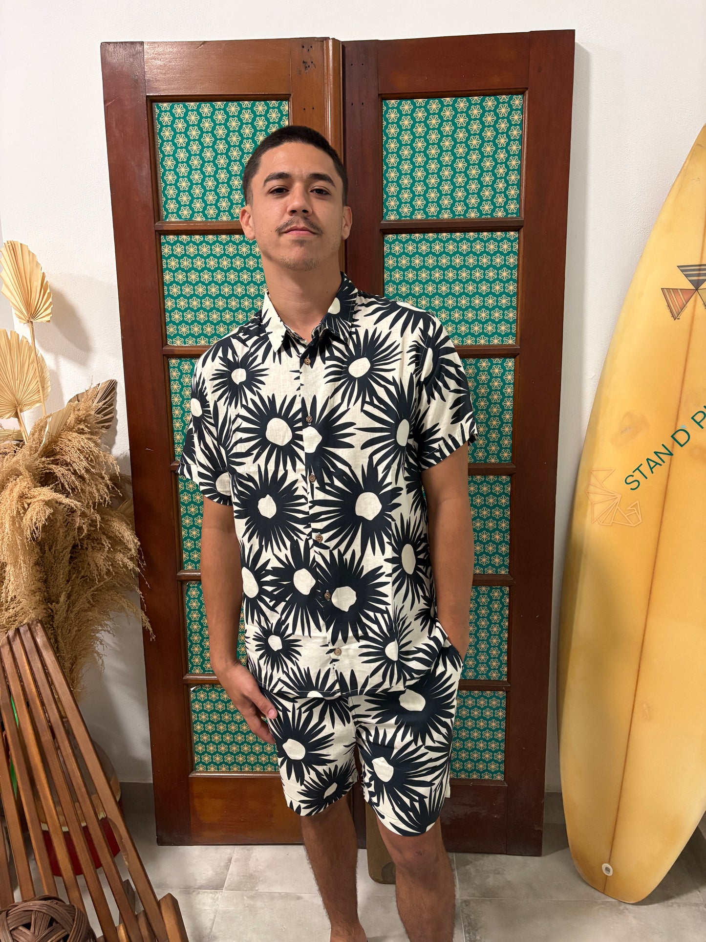 Linen Blend Printed Margaritas Short