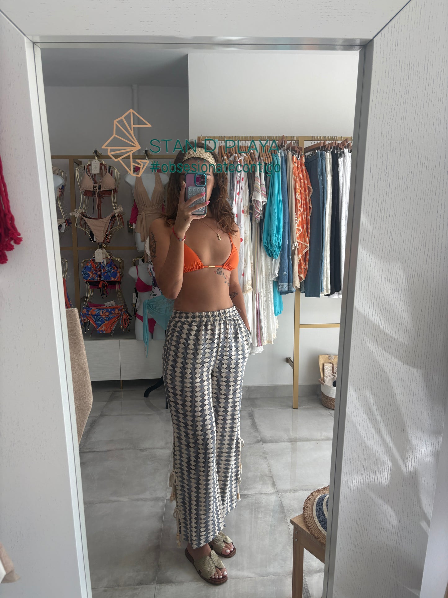 Li's Blue & Beige pants