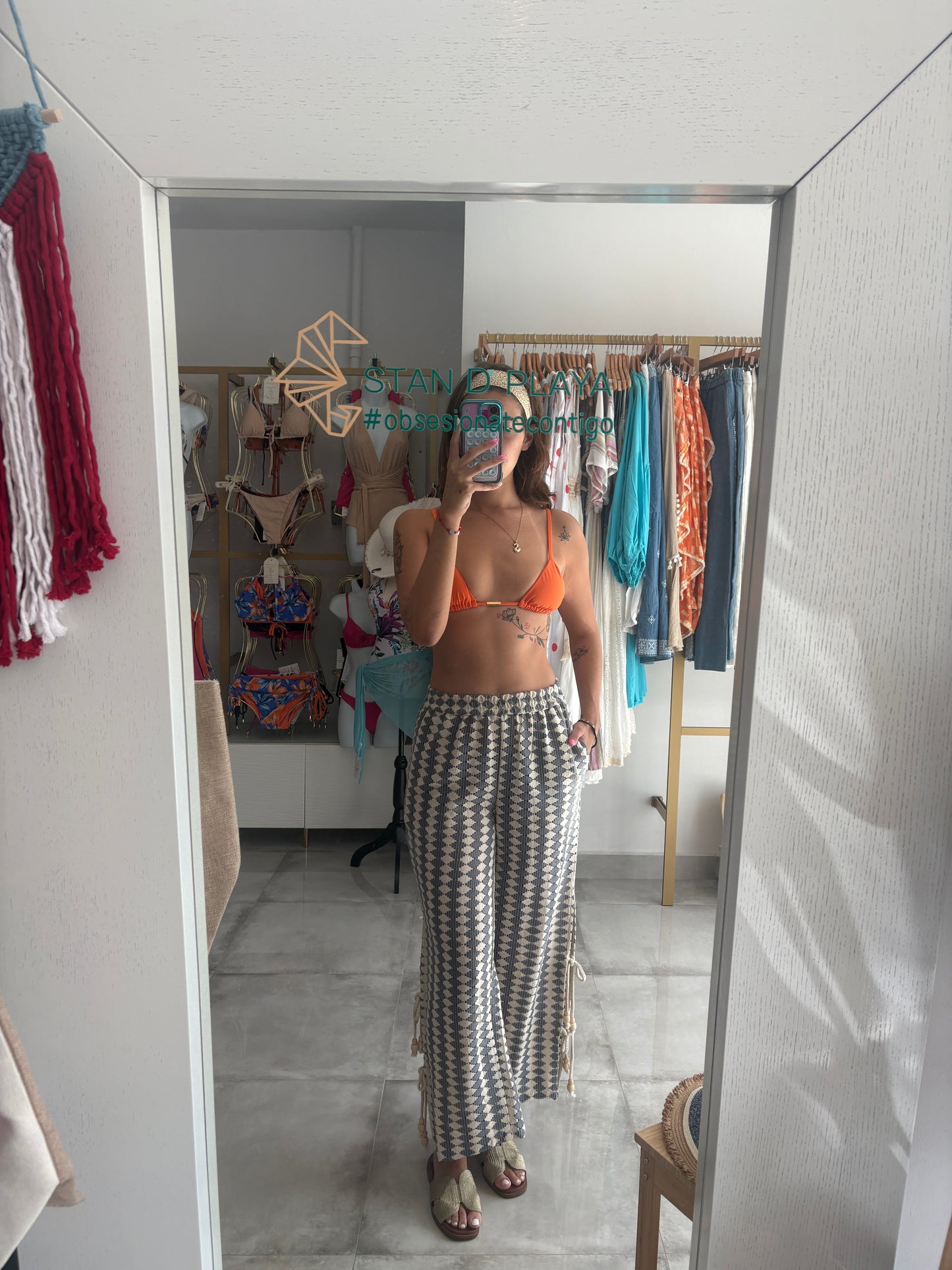 Li's Blue & Beige pants