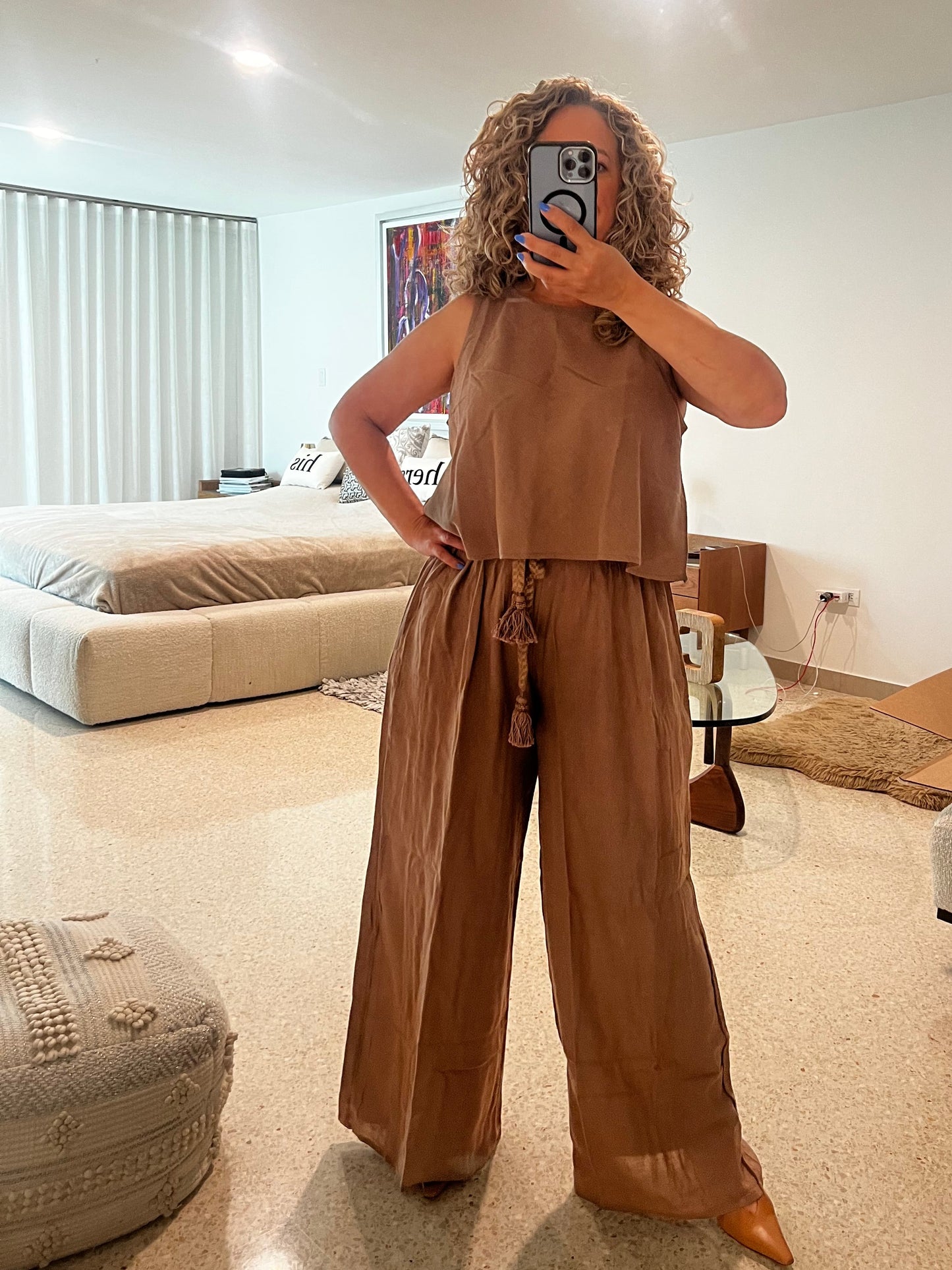Pants Wide Leg Belted