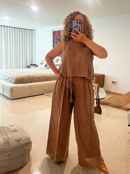 Pants Wide Leg Belted