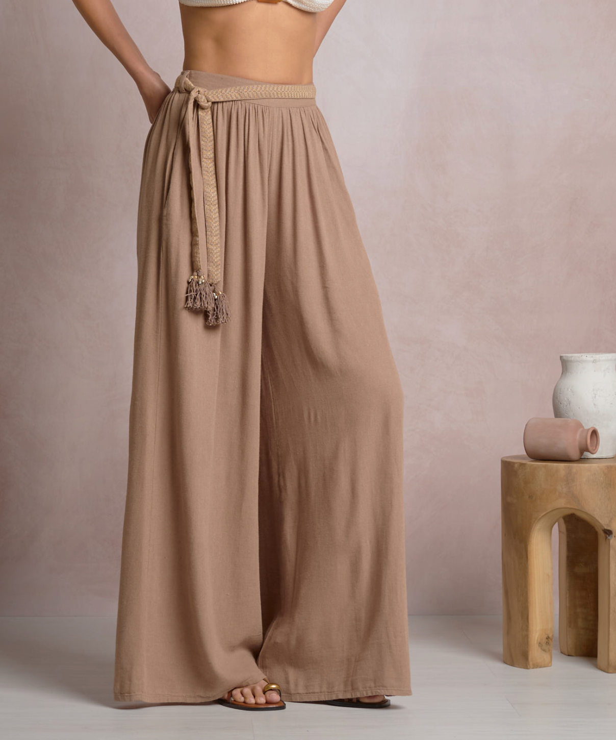 Pants Wide Leg Belted
